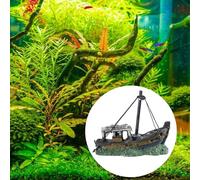 EMASDGEY Sunken Ship Aquarium Decoration with Mast and Cabin | Recognizable Sunken Ship Profile, Mast and Cabin, Wrecked Vessel Theme for Decorative Aquarium Settings