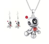 EMASDGEY Unique Cursed Toy Themed Jewelry Set Mystical Cursed Toy Statement Jewelry Set with Necklace and Earrings Adornment Individuality Charm Accessories