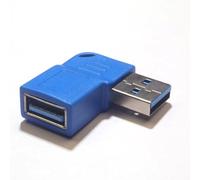 EMASDGEY USB3.0 Male to Female Extension Adapter 90, Blue LEFT BEND | Fast Data Transfer Power Adapter for Laptops Mobile Phones Tablets, 90 Degree Angled Extension Connector, Car