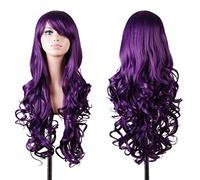 EmaxDesign Wigs 80cm Cosplay Wig For Women Long Full Spiral Curly Wavy Heat Resistant Fashion Glamour Hair Wig Hairpiece with Wig Cap And Comb (Dark Purple)