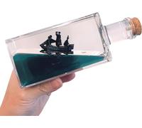 EMAXMUT Unsinkable Boat Black Pearl Pirate Ship in a Box Bottle, Ship Model Fluid Liquid Drift Bottle Visual Decorations Ornament Toys Desk Decor for Boys Girls Gifts (Black Pearl Cruise)