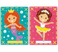 EMB CARD MERMAID - Embroidery Kit: Printed Cards: Mermaid and Ballet: Set of 2 - Vervaco Groves & Thames Red One Size