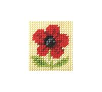 Orchidea Poppy Embroidery Kit - Beginner, 11 x 23 cm, Red, Floral, Half-stitch on Zweigart Canvas, Includes Instructions
