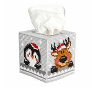 EMB KIT T/BOX PETS - Needlepoint Kit: Tissue Box Cover: Winter Pets - Orchidea