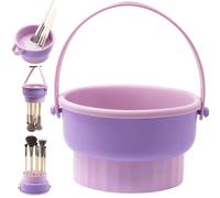 Embagol Makeup Brush Cleaner Mat, Brush Cleaner Bowl For Deep Cleaning Tools, 3 in 1 Cleaning Tool Makeup Organizer Storage for Brushes, Powder Puffs, and Sponges(Purple)