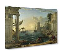 Embarkation Of The Queen Of Sheba By Claude Lorrain Canvas Print | Gallery Wrapped 30mm Frame Wall Art | 30x20 inches | Ready to Hang | Classic People Picture | Living Room Bedroom Lounge Office