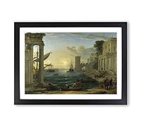 Embarkation of The Queen of Sheba by Claude Lorrain Framed Print | A2 Black Framed Wall Art | Ready to Hang | Modern Nature Picture | Living Room Bedroom Lounge Office