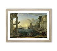 Embarkation of The Queen of Sheba by Claude Lorrain Framed Print | A2 Oak Framed Wall Art | Ready to Hang | Modern Nature Picture | Living Room Bedroom Lounge Office
