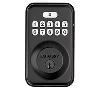 Embassy Door Lock Electronic Keyless Entry with Antimicrobial Illuminated Keypad Security Deadbolt Lock 20 User Codes Auto and 1-Button Locking Front Door Garage or Office (US10b)