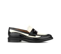 Embassy London Angelina - Black & Cream - Women's leather almond toe penny loafer with broguing - UK 5 / EU 38 / US 7