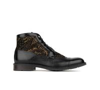 Embassy London Charles - Black & Gold - Men's toe cap dressy leather boot with zip and broguing - UK 7 / EU 41 / US 8