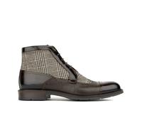 Embassy London Charles - Brown Check - Men's toe cap dressy leather boot in leather and textile - UK 6.5 / EU 40 / US 7.5