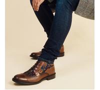 Embassy London Charles - Tan & Blue Flowers - Men's leather lace up boot - UK 7 / EU 41 / US 8