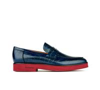 Embassy London Chicago - Navy Croco - Men's croc effect leather penny loafer on lightweight sole - UK 7 / EU 41 / US 8