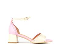 Embassy London Croupier - Pink & White - Women's 2 inch heel ankle strap leather sandal in pastel - UK 7 / EU 40 / US 9