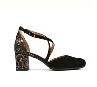 Embassy London Dannii - Gold Feathers - Women's 2.4 inch block heel closed toe leather sandal - UK 2 / EU 35 / US 4