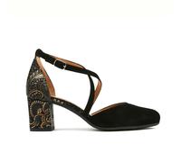 Embassy London Dannii - Gold Feathers - Women's 2.4 inch block heel closed toe leather sandal - UK 3 / EU 36 / US 5