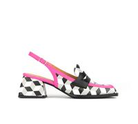 Embassy London Diana - White Cubics - Women's 2.4 inch block heel square toe leather sling backs - UK 7 / EU 40 / US 9