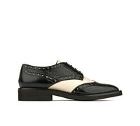 Embassy London Eton - Cream & Black - Women's square toe leather lace up in white & black - UK 7 / EU 40 / US 9