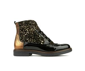 Embassy London Hatter - Gold Drops - Women's ankle boot in golden paint drops on black leather - UK 2 / EU 35 / US 4