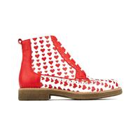 Embassy London Hatter - Love Struck - Women's ankle boot with red hearts print on white leather - UK 11 / EU 44 / US 13