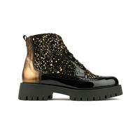 Embassy London Hatter Platform - Drops - Women's ankle boot in golden paint drops on black leather - UK 6 / EU 39 / US 8