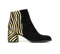 Embassy London Impala - Black & Gold - Women's Suede Ankle Boot with Block Heel & Gold Foil Zebra Stripes - UK 3 / EU 36 / US 5