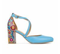 Embassy London Kylie - Light Blue - Women's leather closed toe comfortable 3 inch block heel - UK 9 / EU 42 / US 11