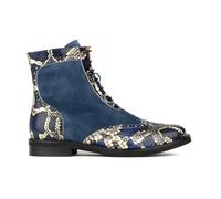 Embassy London Mantis - Blue Snake - Women's above-the-ankle lace-up boot with brogue & snake print detailing - UK 10 / EU 43 / US 12