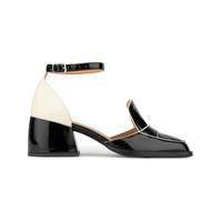 Embassy London Mayfair - Black & Cream - Women's square toe patent leather 2 inch heel sandal - UK 8 / EU 41 / US 10