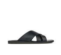 Embassy London Rio - Men's crossover straps fully leather lined slide sandal - Navy - UK 7 / EU 41 / US 8