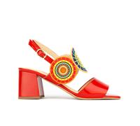 Embassy London Vibe - Red Multi - Women's leather red heel sandal with open-toe & ankle strap - UK 3 / EU 36 / US 5