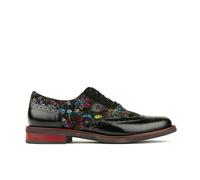 Embassy London Vivienne - Black Flower - Women's almond toe lace up leather oxfords with broguing - UK 9 / EU 42 / US 11