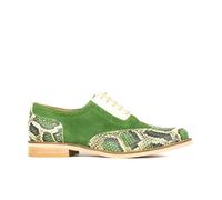 Embassy London Vivienne - Green Snake - Women's almond toe lace up leather oxfords with broguing - UK 11 / EU 44 / US 13