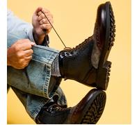 Embassy London Wanderer - Navy & Grey & Burgundy - Men's leather combat style side zipper boot in brown - UK 6 / EU 39 / US 7