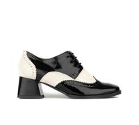 Embassy London Ziggy - Black & White - Women’s Patent Leather lace-up Brogue Heel - UK 8 / EU 41 / US 10
