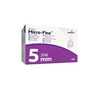 Embecta Micro-Fine Pen Attachments 31G x 5mm - Pack of 100 | Ultra-Thin Wall Technology for Smooth Experience | Compatible with Most Pens | Model No
