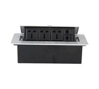 Embedded Desktop Socket with Universal AC Power, Slow-Rise Pop-Up Design for Office Desks and Conference Tables
