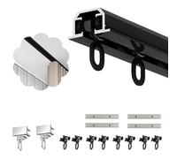 Embedded Drop Ceiling Track Curtains, Seamless Connection Curtains Track System, Heavy Duty Metal Curtain Rod with Wheels Hardware, Easy to Cut(Black,300cm/9.8ft)