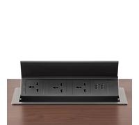 Embedded Flip Desktop Socket, Pop-Up Aluminum Alloy Brush Dustproof Wire Box Socket is Suitable for Office Hotel Furniture,Black