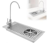 Embedded Glass Rinser with Faucet, Commercial Stainless Steel Pitcher Rinser, with Multi Angle High-Pressure Nozzle, Quick Drainage Hassle-free Cleaning, For Bars, Cafes & Home Use - Silver