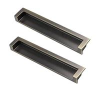 Embedded Handle Aluminum Alloy Recessed Finger Pulls Hidden Door Handles Wardrobe Cabinet Drawer Finger Handle Furniture Handles Bronze 2 Pack (Hole Distance 96mm)