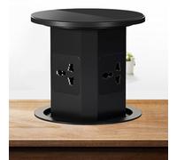 Embedded Hydraulic Lifting Socket with 3 Sockets + 2 U Ports, Pop-Up Power Socket, Suitable for Kitchen Counter Conference Table,A-Black