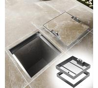 Embedded Inspection Lid for Driveway, Sewage Basin Cover with Hidden Reversible Handle for Variety of Road Surfaces, Commercial Stainless Steel Manhole Covers & Frame(105x85x5cm)