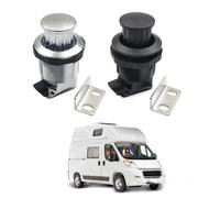 Embedded Rotary Push-to-Lock Door Lock for RV, Yacht & Cabinet Use - Keyless Press-Button Mechanism, Plastic Housing, Black/Silver
