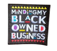 Embellish Vibes Minding My Black Owned Business Patch to Iron or sew on for All Fabrics |Fabric Applique Hair Sticker to Iron on for Clothing and Backpacks | 4""x3.5 inches (Black Entrepreneur Patch)