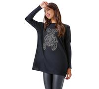 Embellished Animal Print Bear Longline Jumper Roman Black S