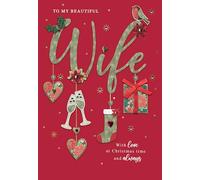 Embellished Beautiful Wife Luxury Lavish Keepsake Large Christmas Greeting Card XLB062E