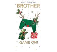 Embellished Brother Game On Champagne Hand-Finished Christmas Greeting Card XCDC457