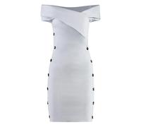 Embellished-Button Mini Dress - female - Philosophy di Lorenzo Serafini - Knitted Dresses - Gray - M - Dresses M